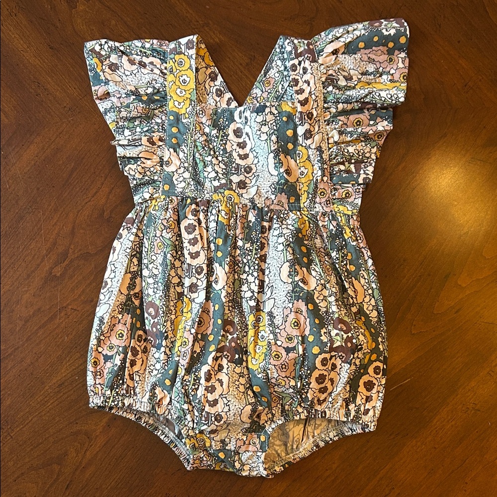 Kate Quinn Hollyhock Flutter Sleeve Romper Bubble 2T